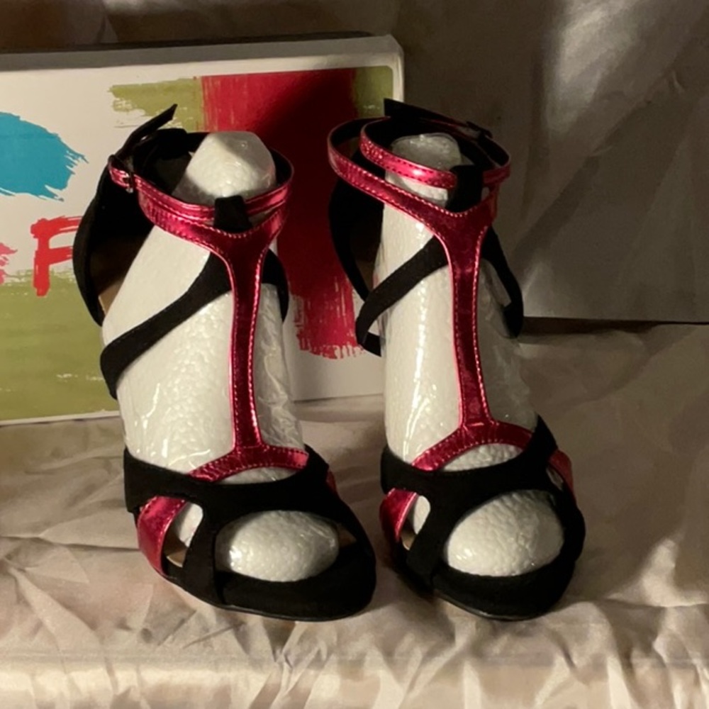NEW FSJ Black T Strap High Heel